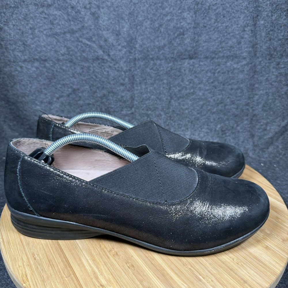 Dansko Ann Flats Black Metallic Round Toe Slip On Shoes Womens 40 US 9.5- 10